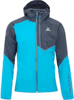 Salomon Bonatti Trail Waterproof Jacket Blue - Unisex Hooded Logo Outdoor Jacket C16141 Salomon Bonatti Trail Waterproof Jacket Blue - Unisex Hooded Logo Outdoor Jacket C16141