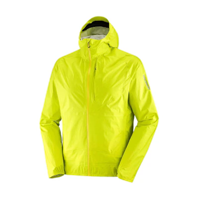 Salomon Bonatti Waterproof Yellow Hooded Zip Jacket with Letter Print LC2192500
