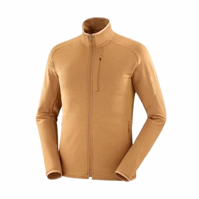 Salomon Brown Solid Zip-Up Jacket with Stand Collar Long Sleeves LC2111400