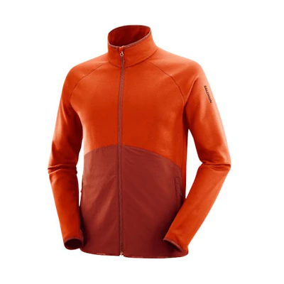 Salomon Colorblock Zip-Up Slim-Fit Long-Sleeve Jacket Orange LC2193300