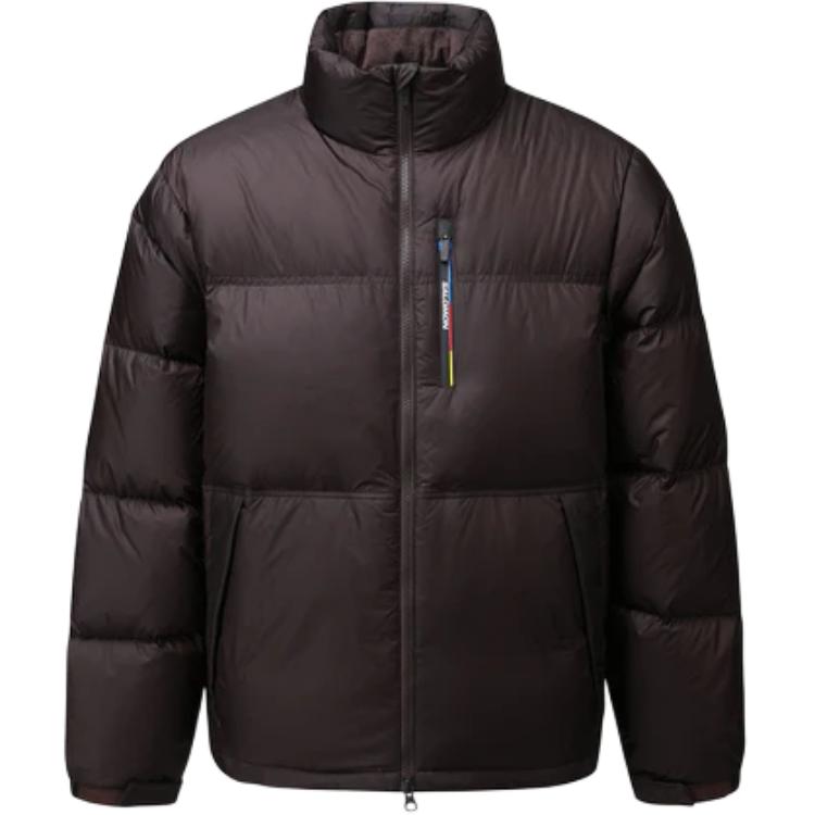 Salomon Contour Korea Brown Zip-Up Jacket with Logo Print LC2581100