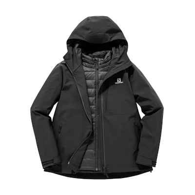 Salomon E3in1 Down Jacket M Black Winter 3-in-1 Coat for Couples C17667