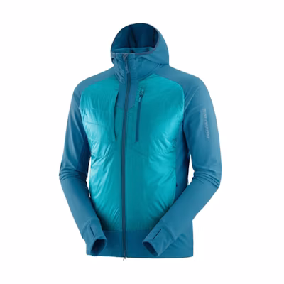 Salomon ELIXIR HYBRID Blue Patchwork Hooded Jacket LC2215600