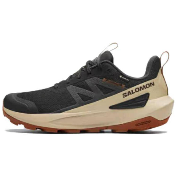 Salomon Elixir Waterproof Low-Top Hiking Shoes Black Beige Comfortable. 475604