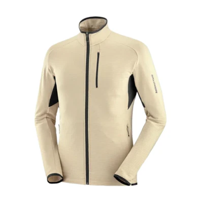 Salomon Essential Lightwarm Full-Zip Logo Jacket Men’s White Pepper Powder LC2224800