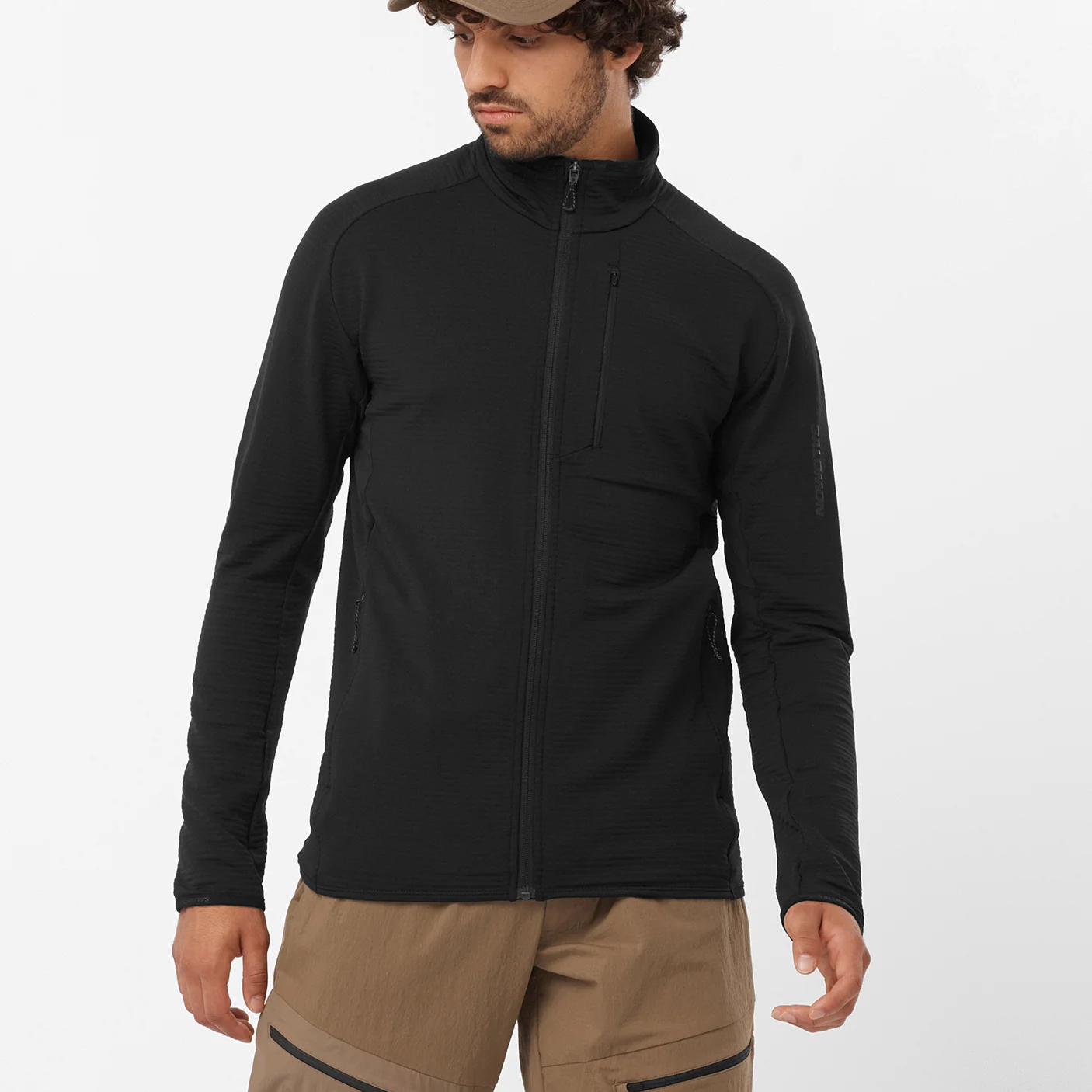 Lookbook Salomon Essential Lightwarm Zip-Up Stand Collar Black Jacket LC2224700