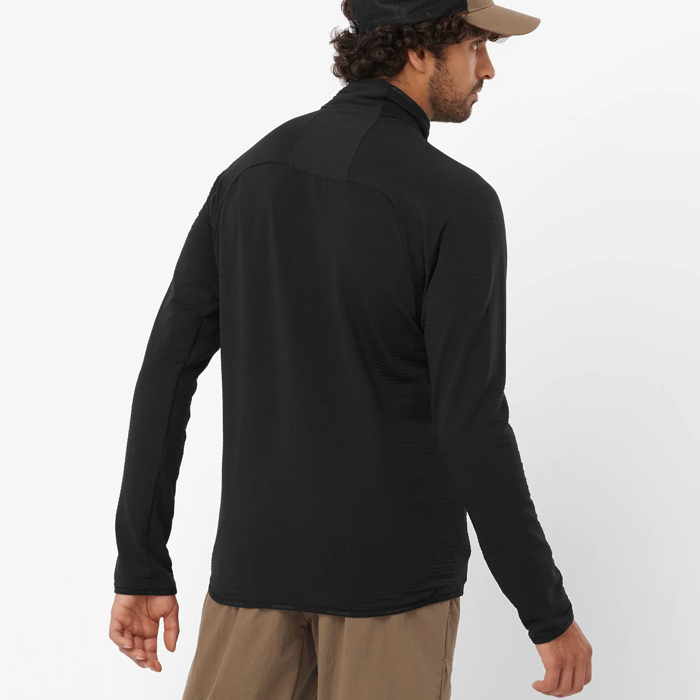 Shop Salomon Essential Lightwarm Zip-Up Stand Collar Black Jacket LC2224700