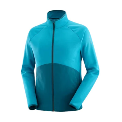 Salomon ESSENTIAL WARM Color-Block Zip Jacket Blue Mid-Layer LC2227500