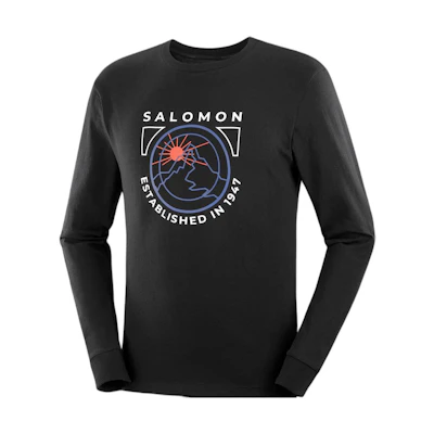 Salomon Established Black Crewneck Sweatshirt with Front Print Design LC2230900