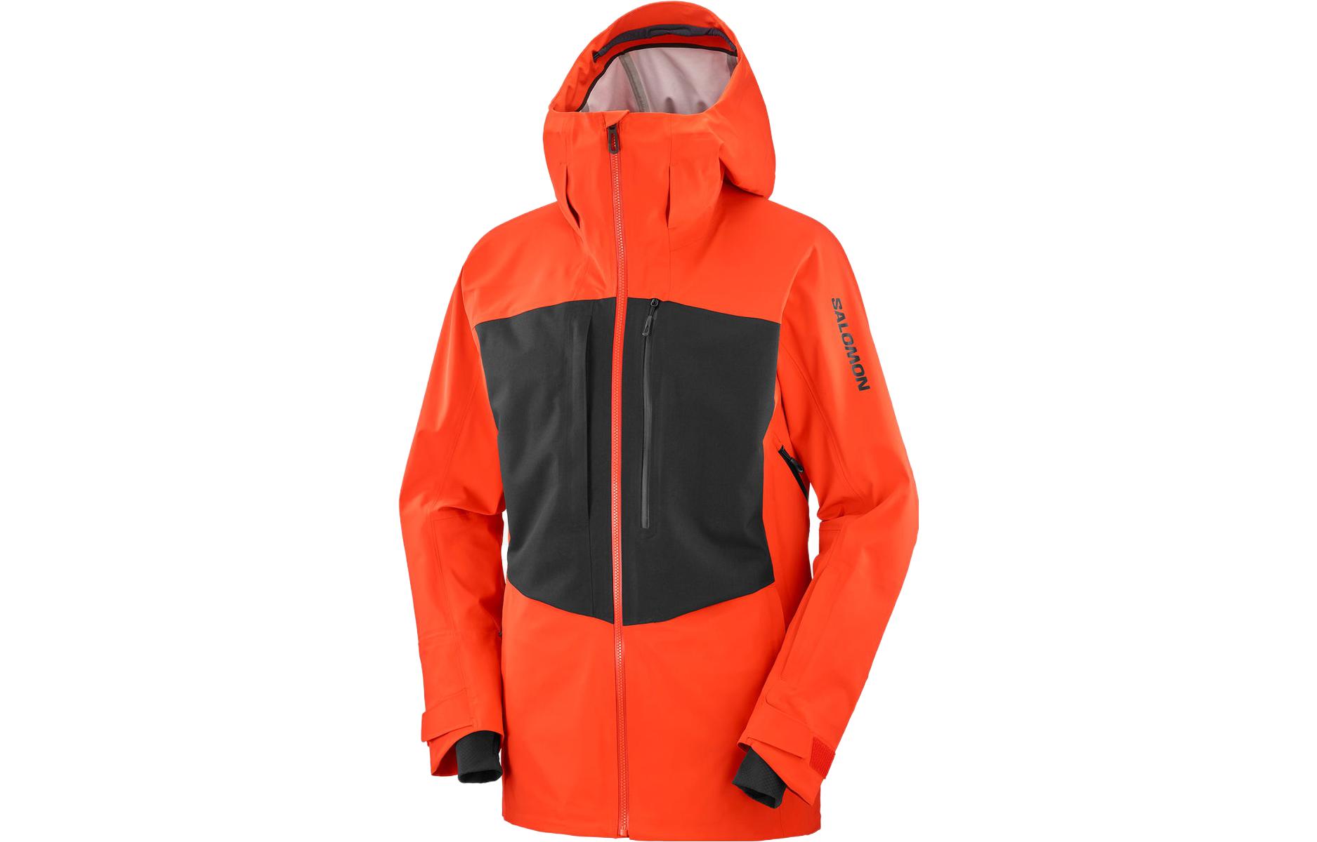 Salomon FORCE Shell Jacket Red Hooded Full-Zip Colorblock Outerwear LC2161700