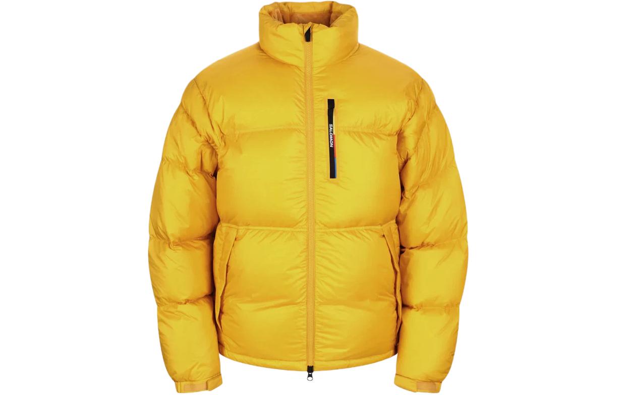 Salomon Glossy Puffer Jacket Yellow Unisex - Down-Filled, Zip-Up High Collar LC2345900