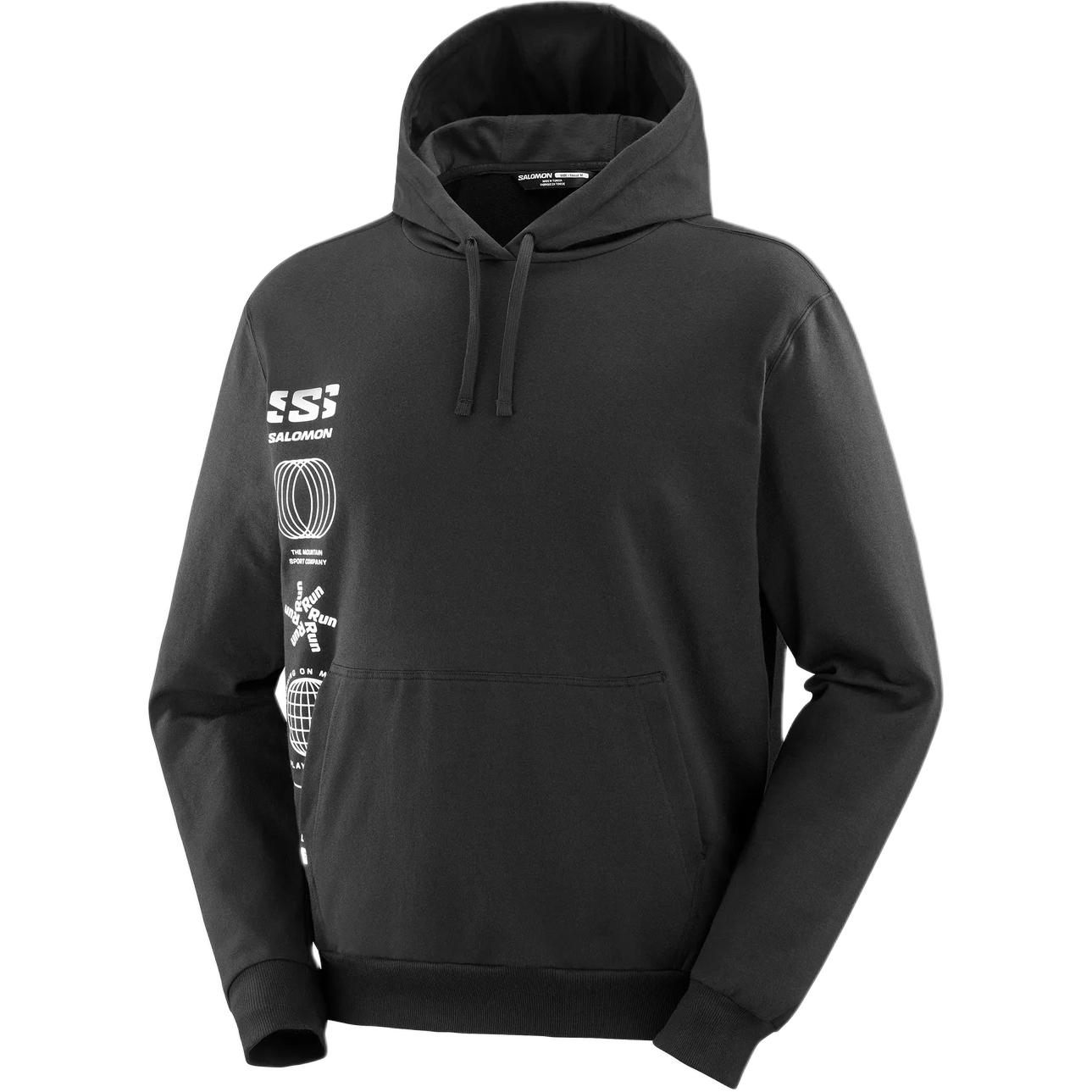 Salomon Graphic Logo Print Pullover Hoodie Black Men’s Long Sleeve Sweatshirt LC2220100