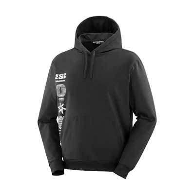 Salomon Graphic Logo Print Pullover Hoodie Black Men’s Long Sleeve Sweatshirt LC2220100