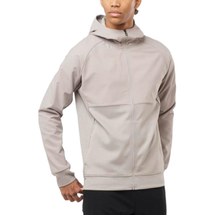 Salomon Gray Slim Fit Full-Zip Hoodie Long Sleeve Activewear LC2099900