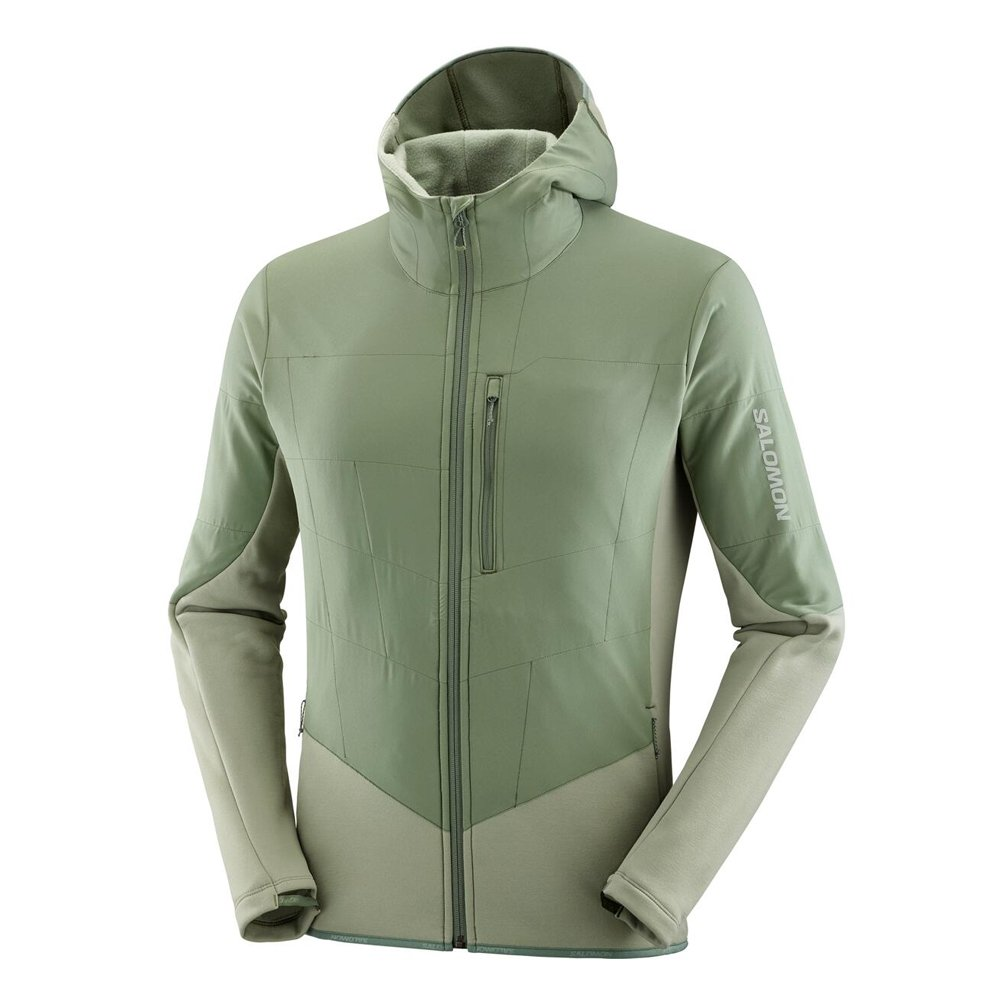 Salomon Green Colorblock Slim Fit Hooded Zip Jacket LC2121100