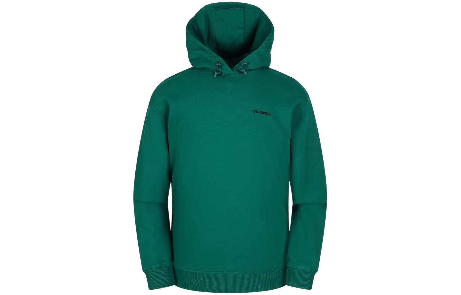 Salomon Green Logo Print Pullover Hoodie Unisex LC2345200