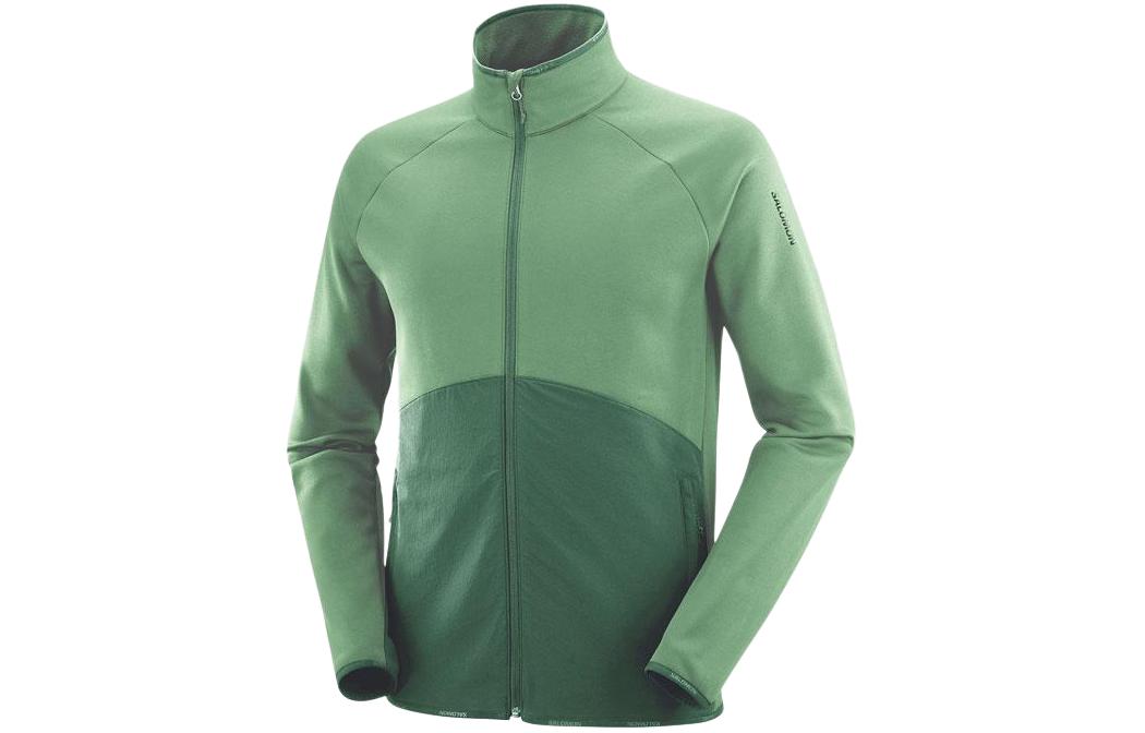 Salomon Green Solid Color Zip-Up High Collar Jacket LC2193400