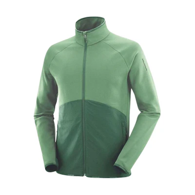 Salomon Green Solid Color Zip-Up High Collar Jacket LC2193400