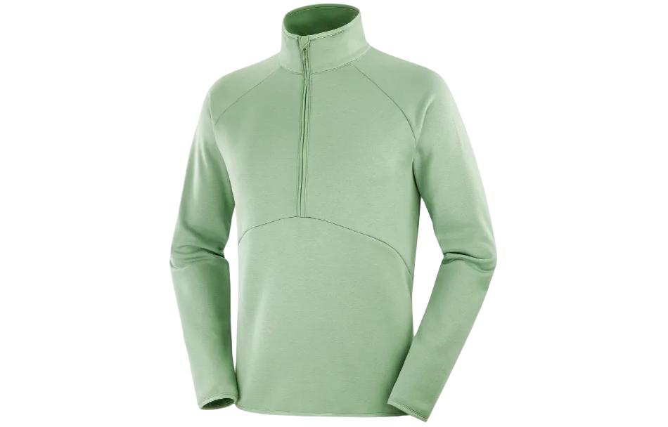 Salomon Green Solid Zip-Up Fitted Long-Sleeve Sweatshirt LC2193900