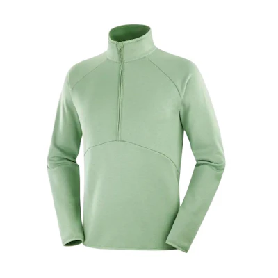 Salomon Green Solid Zip-Up Fitted Long-Sleeve Sweatshirt LC2193900