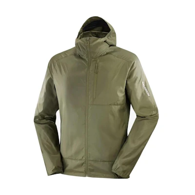 Salomon Green Windbreaker Jacket with Side Logo and Solid Color Design LC2044800