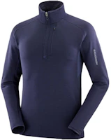 Salomon Half-Zip High Neck Sweatshirt with Letter Print - Deep Blue LC2112300 Salomon Half-Zip High Neck Sweatshirt with Letter Print - Deep Blue LC2112300