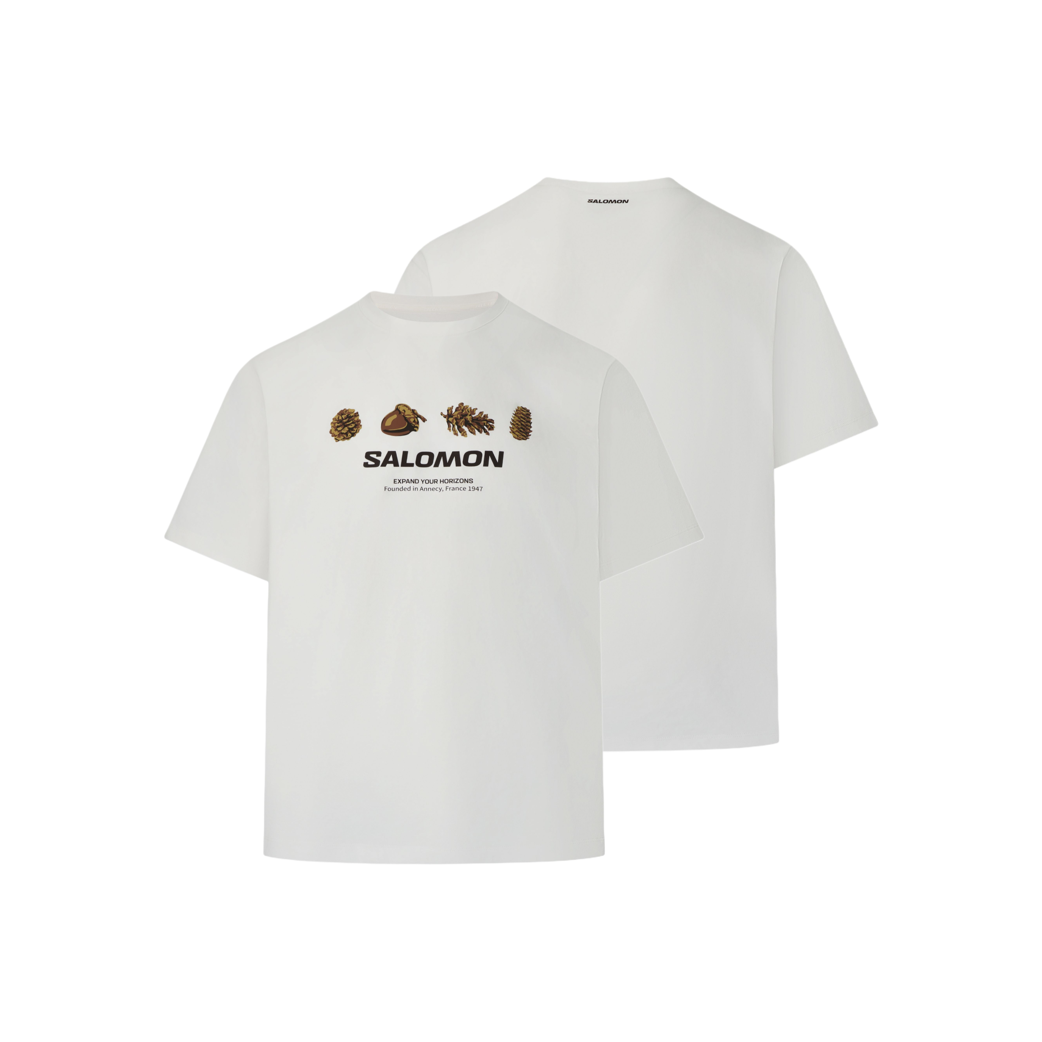 SALOMON Hiking Crest SS  Casual Outdoor Graphic Tee White LD0029000