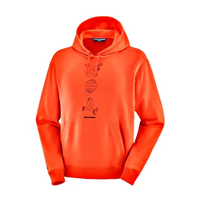 Salomon Hoodie with Logo Print & Drawstring in Tangy Yellow LC2286900