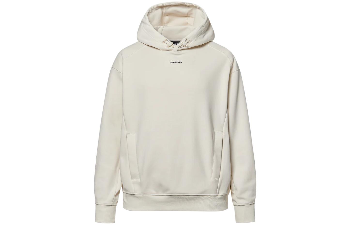 Salomon Logo Embroidered Hoodie Unisex White Long Sleeve S241001SHD11-LBE