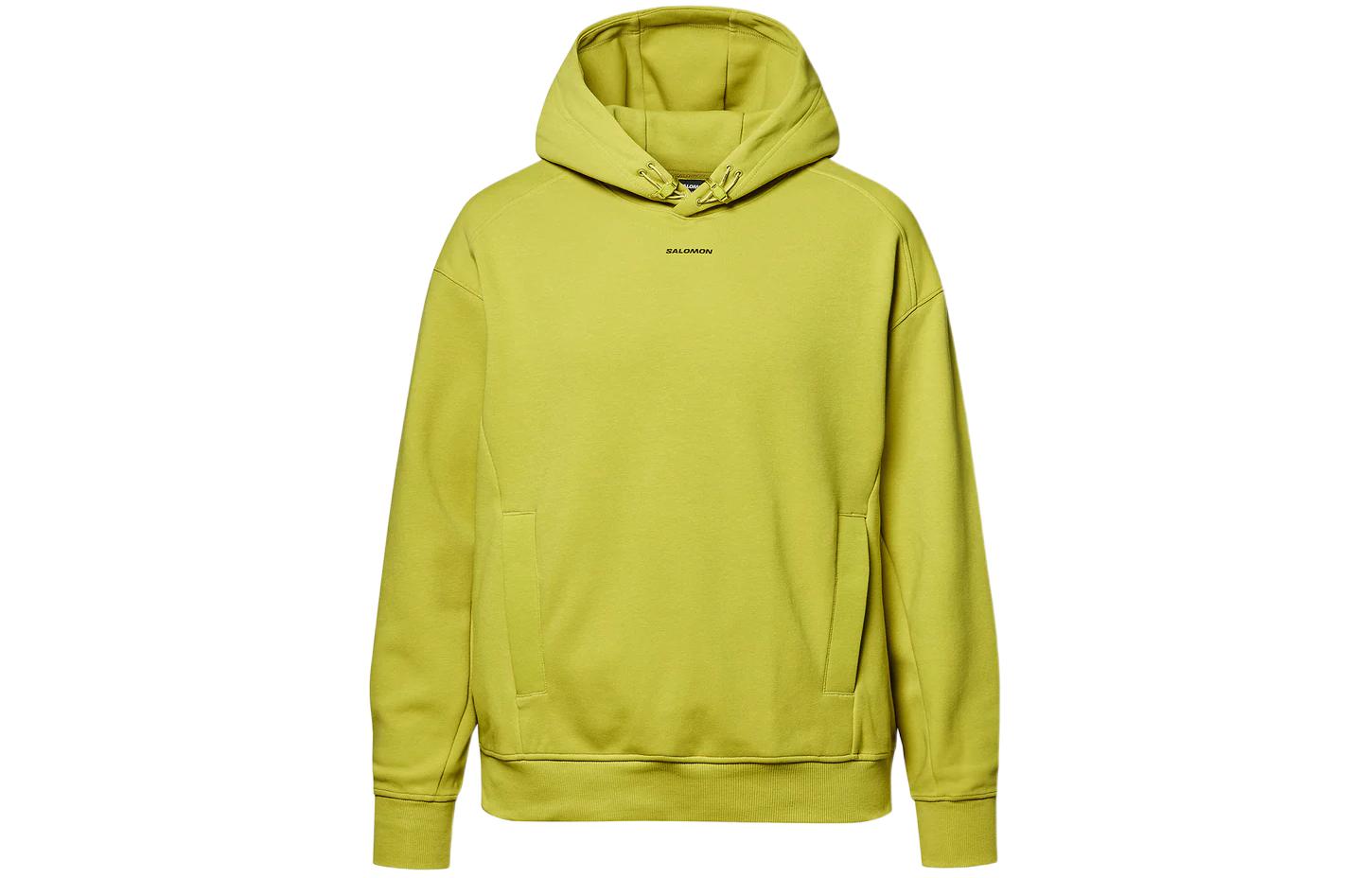 Salomon Logo Print Green Hoodie Unisex Long-Sleeve Pullover S241001SHD11-OLV