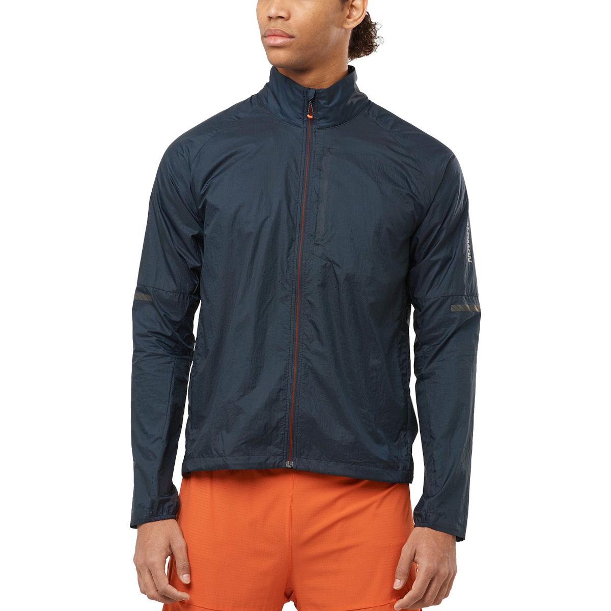 Salomon Logo Zipper Stand-up Collar Warm Jacket Navy Blue LC2099400