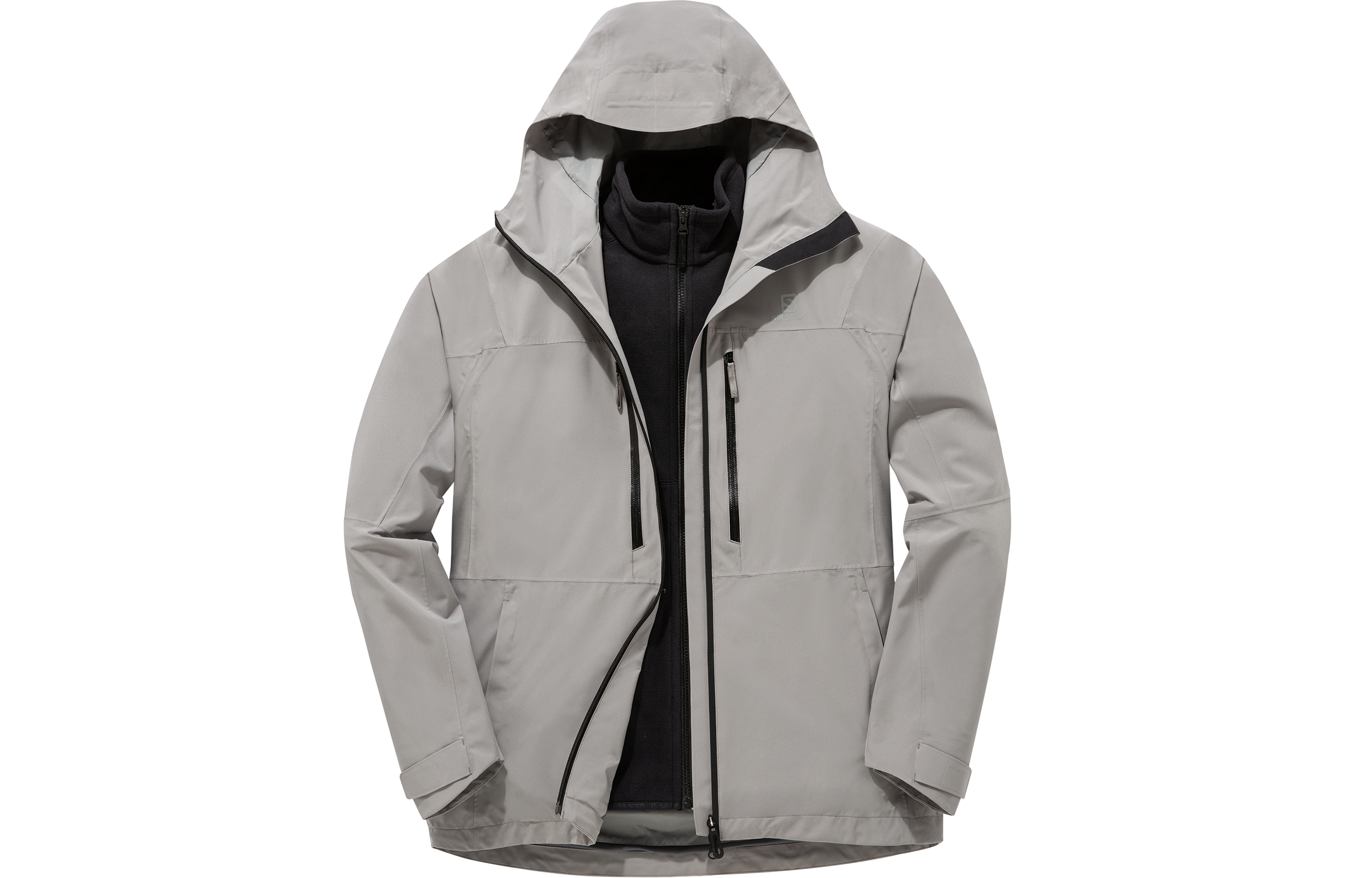 Salomon Odsw 3-in-1 FL M Zipper Hooded Jacket Unisex - Forest Gray C17476