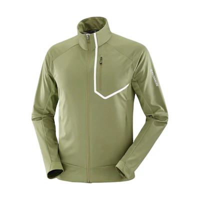 Salomon Olive Green Logo Print Zip-Up Jacket with Standing Collar LC2135600