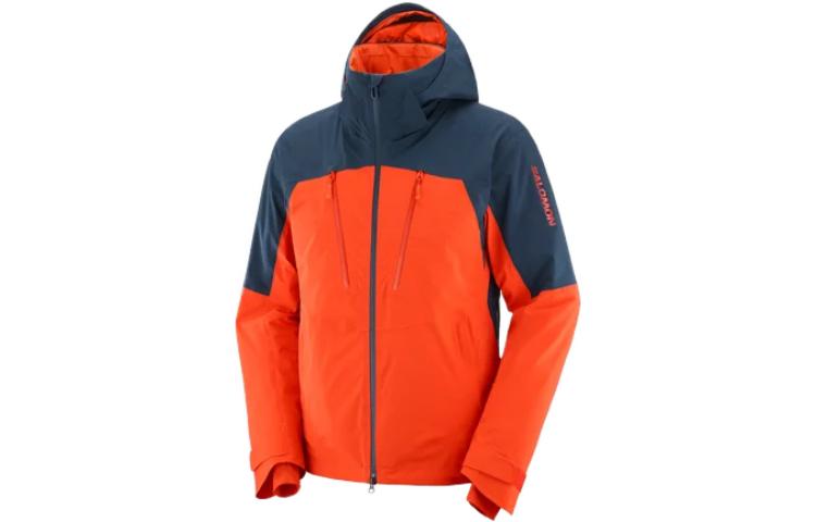 Salomon Orange Insulated Hooded Jacket with Logo Print LC2142500