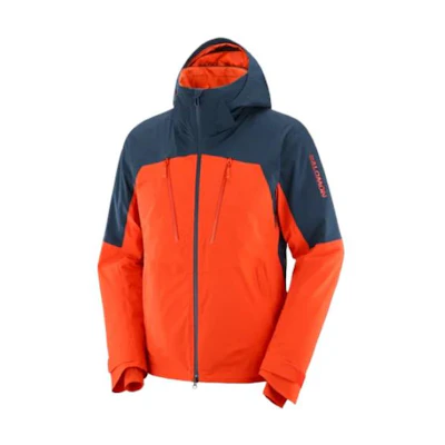 Salomon Orange Insulated Hooded Jacket with Logo Print LC2142500