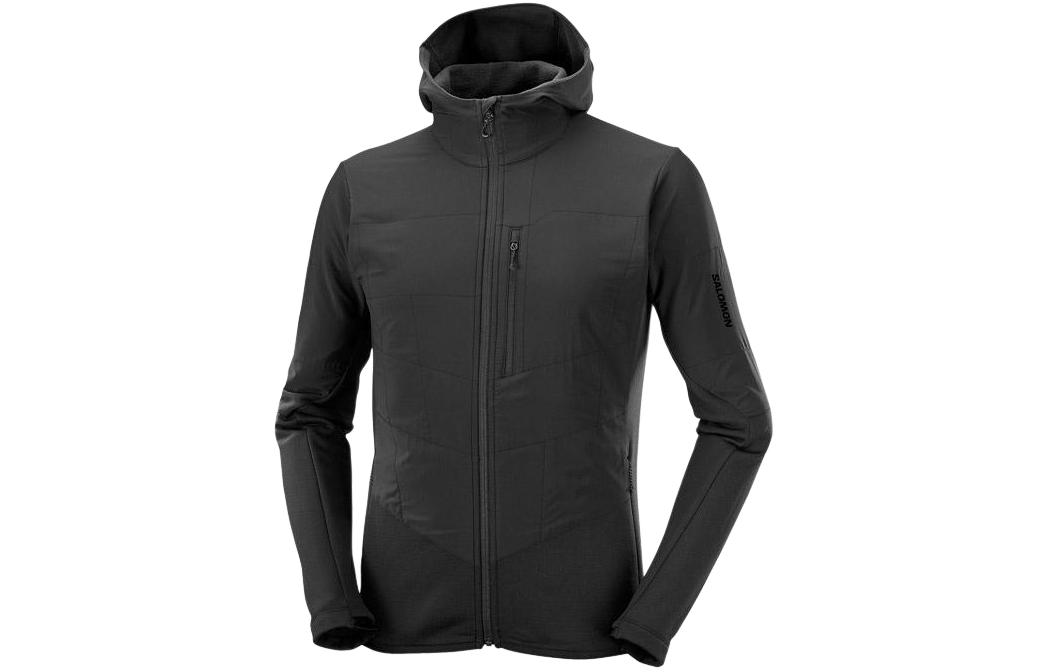 Salomon Outline Black Zip-Up Hoodie Jacket with Letter Print LC1988200