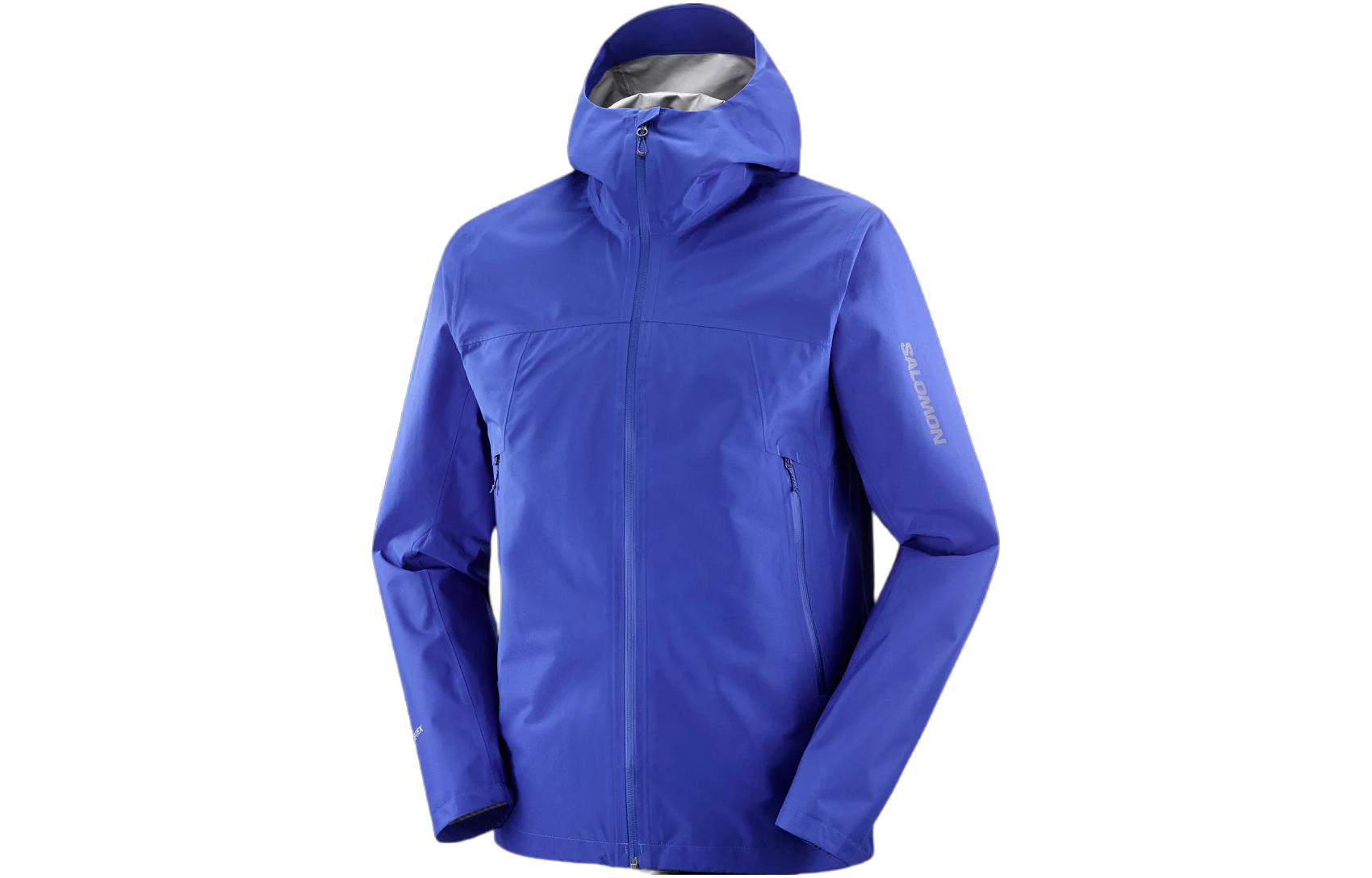 Salomon Outline Blue Hoodie Jacket with Logo Print and Zip Closure LC2001500