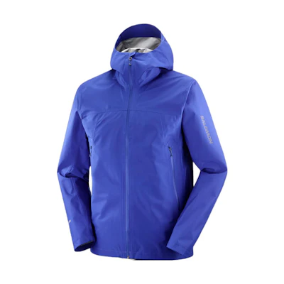 Salomon Outline Blue Hoodie Jacket with Logo Print and Zip Closure LC2001500