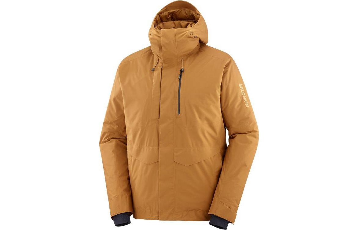 SALOMON Patroller Yellow  Hooded Printed Zip-Up Jacket. LC2103400