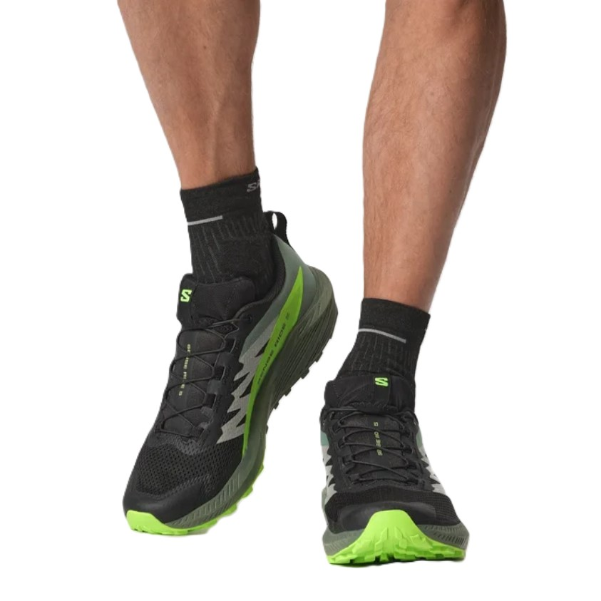 Lookbook Salomon Sense Ride 5 'Hitam Hijau Gecko' L47311100