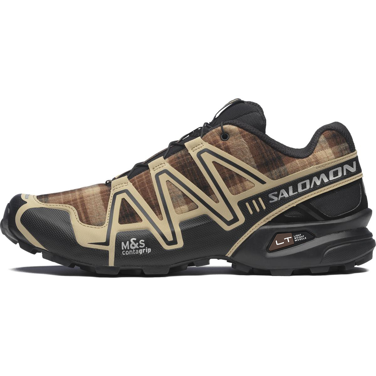 Salomon Speedcross 3 Holiday Black Retro Flannel Lightweight Trail Running Shoes. 477934
