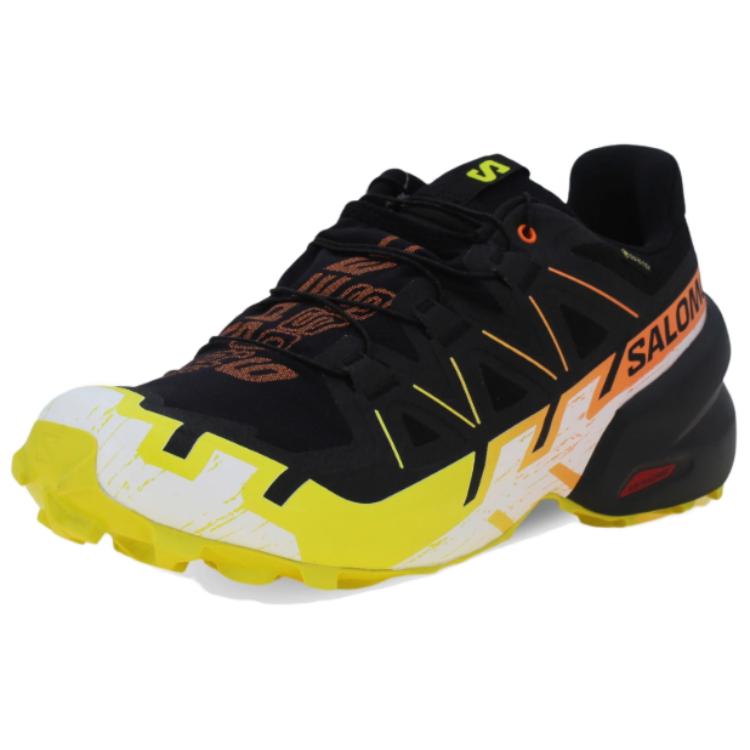 Salomon Speedcross 6 GTX Black Yellow Waterproof Trail Running Shoes. 474654