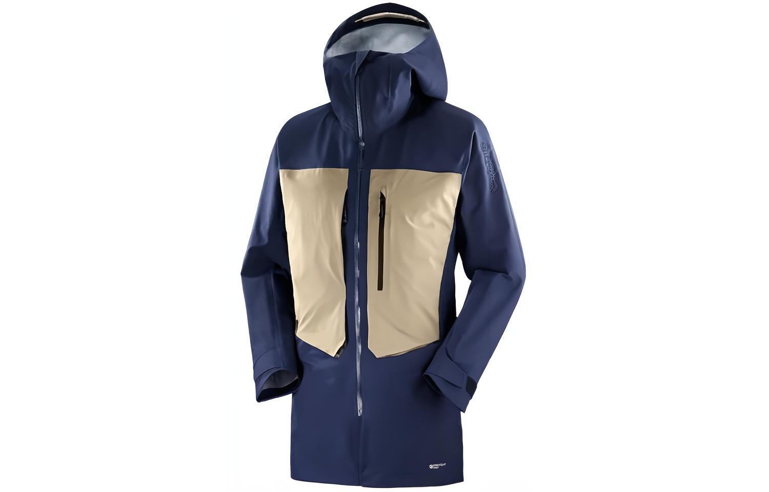 Salomon Stance Colorblock Mid-Length Hooded Jacket Men’s Blue LC1821000