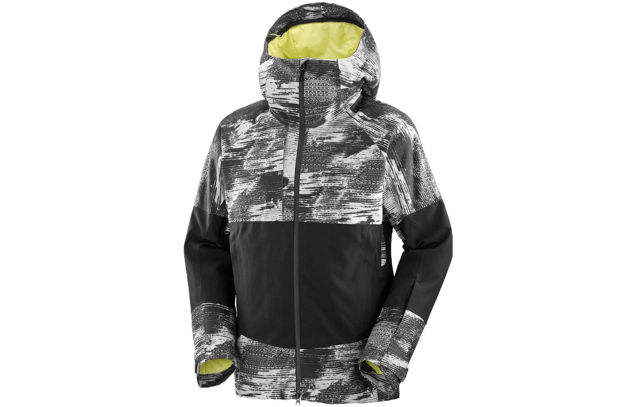 Salomon Transfer Puff Black Hooded Zip Jacket with Patchwork Design LC2146100