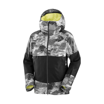 Salomon Transfer Puff Black Hooded Zip Jacket with Patchwork Design LC2146100