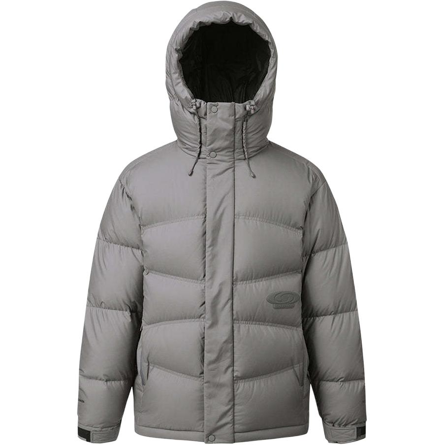 SALOMON UNI FW24 Alluka  Grey Hooded Down Jacket - Stylish & Warm. LC2580500