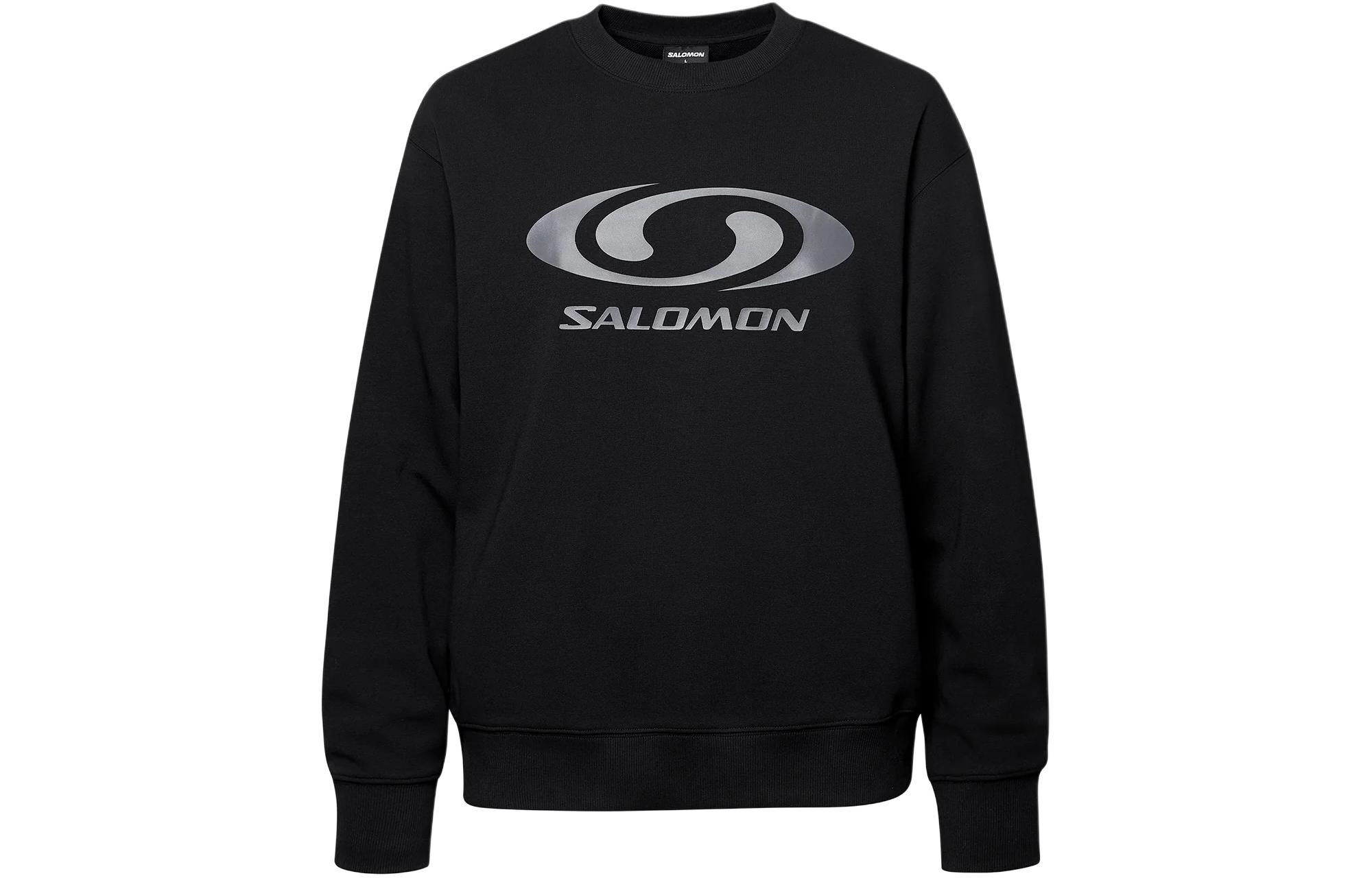 Salomon Unisex Black Logo Crewneck Pullover Sweatshirt Long Sleeve S241001SHT12BLK