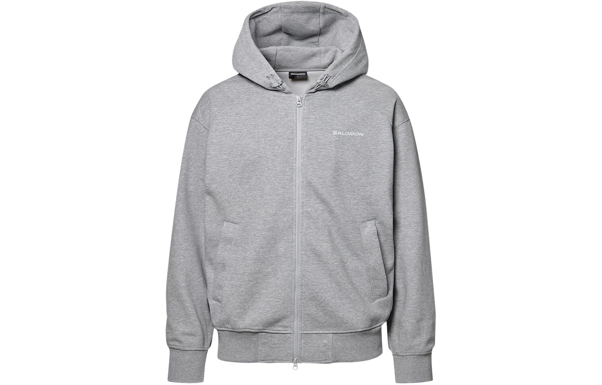 Salomon Unisex Gray Hoodie Jacket with Logo Print S241001SHD12-MGR