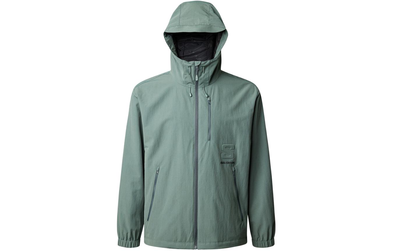 Salomon Unisex Military Green Hooded Full-Zip Jacket with Elastic Cuffs LC2547600