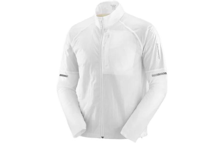 Salomon White Wind Jacket with Letter Print and Zip-Up High Collar LC2099500